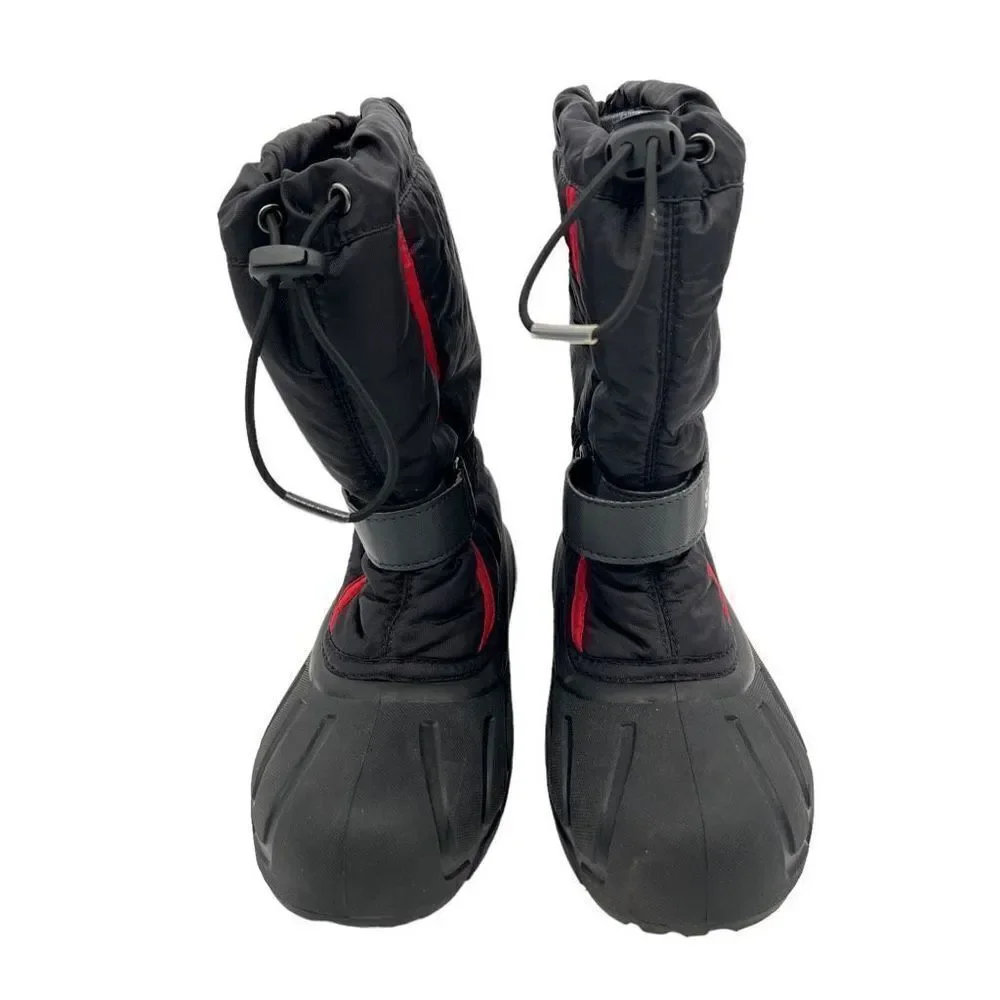 Youth Sorel Flurry Snow Winter Boot Sz US 5 EUR 37 BLACK RED $70 MSRP